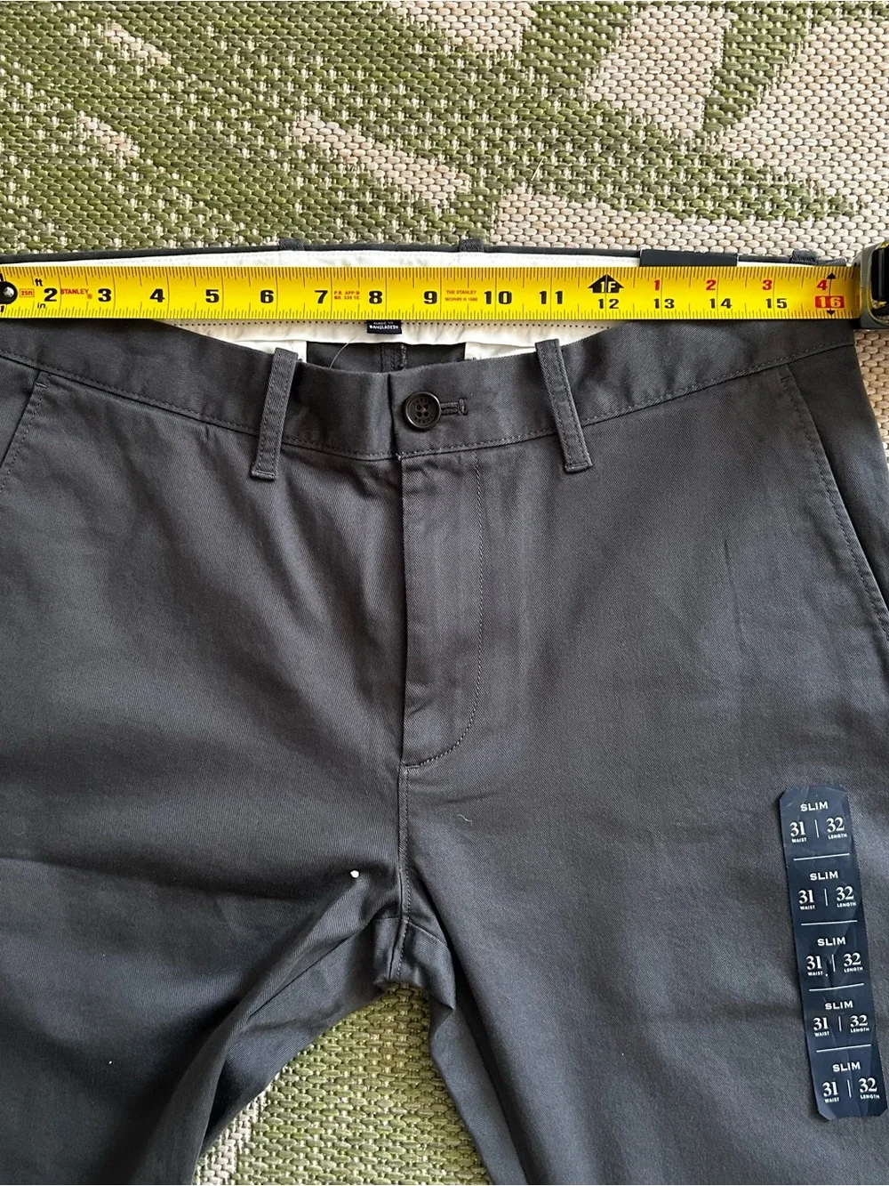 J. Crew Flex Men's Dark Gray Chino Pants - Classic Slim Straight Fit NWT 31/32